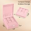 2 Layer Jewelry Box, Jewelry Organizer For Woman, Men & Girls Large Case 8.5x7.5x3.3in | PU Leather Jewelry Gift Storage Boxes For Ring, Necklace & Bracelet With Lock (Pink) view 3