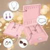 2 Layer Jewelry Box, Jewelry Organizer For Woman, Men & Girls Large Case 8.5x7.5x3.3in | PU Leather Jewelry Gift Storage Boxes For Ring, Necklace & Bracelet With Lock (Pink) view 4