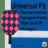 BeeJos Women's Argyle Collection: Premium Slip-On Pickleball Paddle Cover-Fits Standard Size Paddles-Zipperless (Paddle not Included) 7 Color Variations (Hot Pink/Black) Handmade in USA view 3