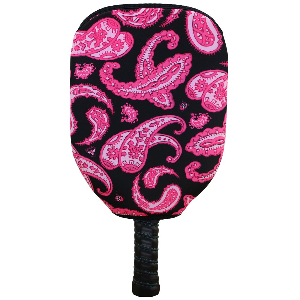 BeeJos Women's Paisley Collection: Premium Slip-On Pickleball Paddle Cover-Fits Standard Size Paddles-Zipperless (Paddle not Included) 2 Color Variations (Pink) Handmade in USA