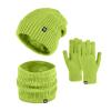 Winter Knit Beanie Hat Neck Warmer Scarf Touchscreen Gloves Set 3 Pcs Cold Weather Scarfs Teenage Girls Gift Thermal Cap Green view 1