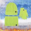 Winter Knit Beanie Hat Neck Warmer Scarf Touchscreen Gloves Set 3 Pcs Cold Weather Scarfs Teenage Girls Gift Thermal Cap Green view 2