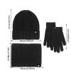 Winter Knit Beanie Hat Neck Warmer Scarf Touchscreen Gloves Set 3 Pcs Cold Weather Scarfs Teenage Girls Gift Thermal Cap Green view 4