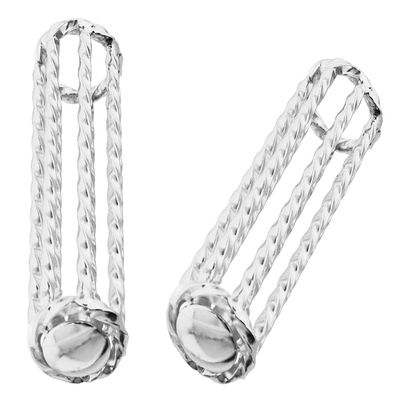 ALTALINE Bicycle Chrome Plated Twisted 112mm Long Steel Bike Grips