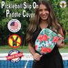 BeeJos Hawaiian Collection: Premium Slip-On Pickleball Paddle Cover-Fits Standard Size Paddles-Zipperless (Paddle not Included) (Red Flowers) view 2