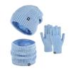 Winter Knit Beanie Hat Neck Warmer Scarf Touchscreen Gloves Set 3 Pcs Cold Weather Scarfs Teenage Girls Gift Thermal Cap Blue view 1
