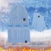 Winter Knit Beanie Hat Neck Warmer Scarf Touchscreen Gloves Set 3 Pcs Cold Weather Scarfs Teenage Girls Gift Thermal Cap Blue view 2