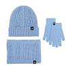 Winter Knit Beanie Hat Neck Warmer Scarf Touchscreen Gloves Set 3 Pcs Cold Weather Scarfs Teenage Girls Gift Thermal Cap Blue view 3