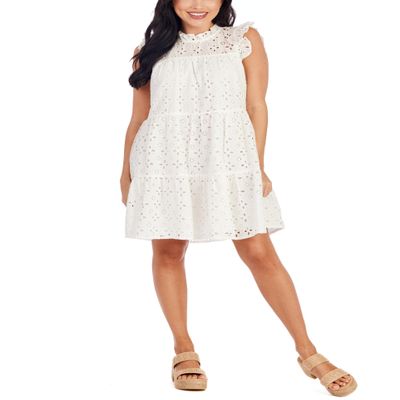 Mud Pie Women's Lula Eyelet Dress Wh-M; Medium