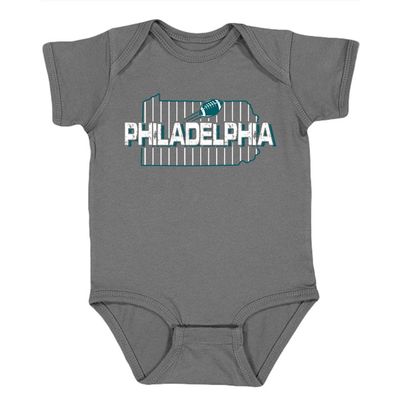 Xtreme Apparrel Football Field Map Kids Bodysuit for Philadelphia Fans (Charcoal, 6M)