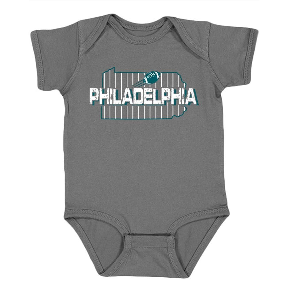 Xtreme Apparrel Football Field Map Kids Bodysuit for Philadelphia Fans (Charcoal, 6M)