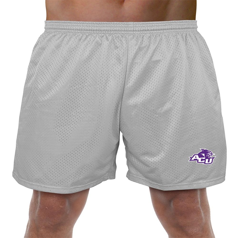 Campus Lab Abilene Christian University Primary Mark Men's Adult Athletic Gym Shorts 7" Inseam, Silver, Large