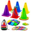 3-in-1 Carnival Games Set: 35-Piece Ring Toss Game for Kids with Cornhole Bean Bags, Cones, Whistles, Rings - Childrens Indoor/Outdoor Activities Toys for Yard, Lawn, Toddler Birthday Party view 1