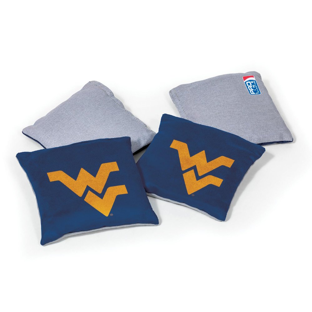 College Pro Football West Virginia Mountaineers Dual-Sided Bean Bags by Wild Sports, 4 Pack - Premium Toss Bags for Cornhole Sets