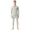 ANUFER Mens Thermal Underwear Set Cotton Stretch Base Layer V-Neck Long Sleeve Tops & Long Johns Bottoms Light Grey L view 1