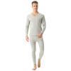 ANUFER Mens Thermal Underwear Set Cotton Stretch Base Layer V-Neck Long Sleeve Tops & Long Johns Bottoms Light Grey L view 2