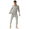 ANUFER Mens Thermal Underwear Set Cotton Stretch Base Layer V-Neck Long Sleeve Tops & Long Johns Bottoms Light Grey L view 3