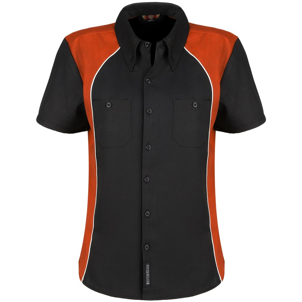 BIKER WEAR USA Short Sleeve Button Down/Collar Work Shirts for Women