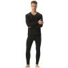 ANUFER Mens Thermal Underwear Set Cotton Stretch Base Layer V-Neck Long Sleeve Tops & Long Johns Bottoms Black L view 4