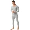 ANUFER Mens Thermal Underwear Set Cotton Stretch Base Layer Crew Neck Long Sleeve Tops & Long Johns Bottoms Light Grey L view 3