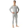 ANUFER Mens Thermal Underwear Set Cotton Stretch Base Layer Crew Neck Long Sleeve Tops & Long Johns Bottoms Light Grey L view 4