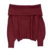 Women Off Shoulder Sweater Jumpers Pullover Knitteds Fall Tops Marl Burgundy One Size view 1