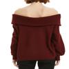 Women Off Shoulder Sweater Jumpers Pullover Knitteds Fall Tops Marl Burgundy One Size view 2