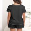 Ekouaer Women's Pajamas Sets Short Sleeve Lounge Sets Sleepwear Casual Two Piece Pjs With Pockets Black L view 4