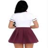 JEYPINMI Women's School Girl Outfits Cosplay Uniform Short Sleeve Shirts Plaid Skirt with Ties Burgundy X-Large view 3