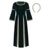 ACSUSS Big Girls Medieval Princess Maxi Dress Renaissance Long Bell Sleeve Vintage Retro Ball Gowns Dark Green 12-14 Years view 1