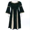 ACSUSS Big Girls Medieval Princess Maxi Dress Renaissance Long Bell Sleeve Vintage Retro Ball Gowns Dark Green 12-14 Years view 3