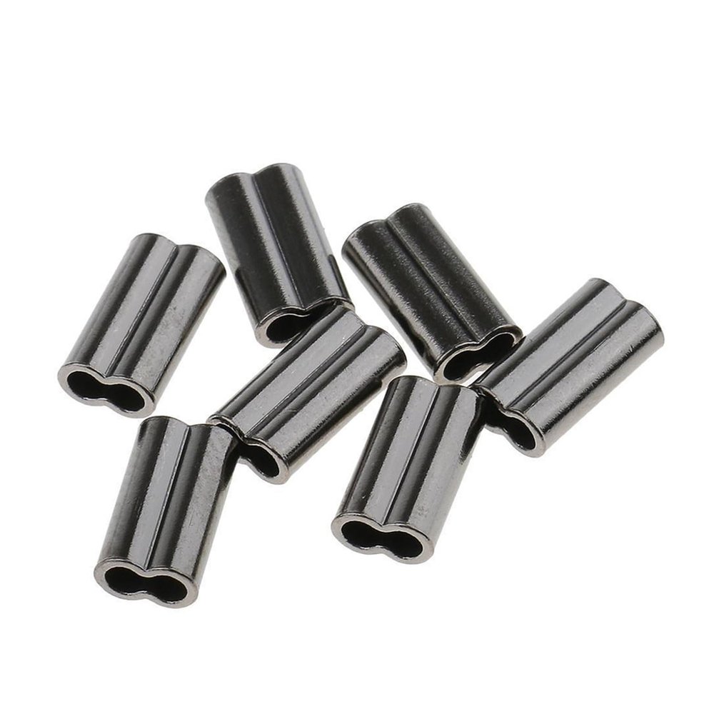 IOFIT 50/100PCS/ Lot Double Barrel Crimping Sleeves Fishing Line Wire Leader Round Copper Tube Connectors Mixed Copper Tubes (Color : Metallic, Size : 50PCS 1.2x8mm)
