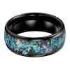 8 mm Black Tungsten Wedding Ring for Men Women Galaxy Series Opal Inlay Engagment Band Dome Polished Shiny Comfort Fit view 2