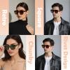 Bsreyeop Vintage Square Sunglasses for Men Women Trendy Chunky Rectangle Frame Rivet Design Black Shades UV Protection (Black Frame/Yellow Lens F7) view 2