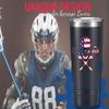 Onebttl Lacrosse Gifts for Teen Boys, College Students, Men, 20oz Travel Tumbler with Stainless Straw for Men, Black (Lacrosse Helmet) view 3