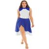 Xnihocha Womens Worship Dance Color Block Tunic Sleeveless Irregular Hem Lyrical Liturgical Praise Dance Dress RoyalBlue&White Small view 2