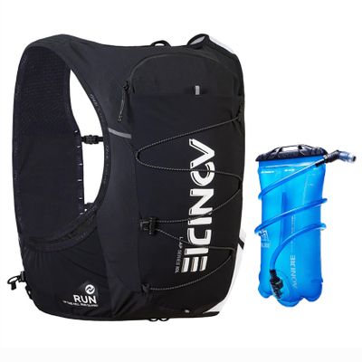 AONIJIE Running Hydration Vest Lightweight & Large Capacity Running Vest for Women Men, Hydration Backpack Fits 6.8" Phones (Blackwhite with 1.5L Water Bladder, X-Large)