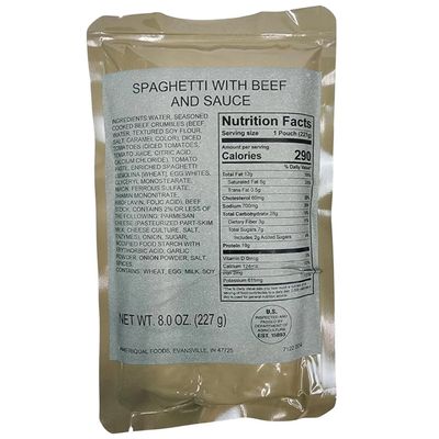 Military Outdoor Clothing MRE(Meal-Ready-to-Eat) Entree: Spaghetti With Beef And Sauce (12 Pack)