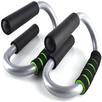 KouRy Push Up Bars Pushup Handle Stands with Comfortable Foam Grip and Non-Slip Handles Set - S Shape for Men and Women Workout Pushup Training Program (Green)