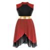 Xnihocha Womens Worship Dance Color Block Tunic Sleeveless Irregular Hem Lyrical Liturgical Praise Dance Dress Red&Black Large view 1