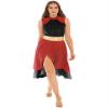 Xnihocha Womens Worship Dance Color Block Tunic Sleeveless Irregular Hem Lyrical Liturgical Praise Dance Dress Red&Black Large view 2