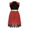 Xnihocha Womens Worship Dance Color Block Tunic Sleeveless Irregular Hem Lyrical Liturgical Praise Dance Dress Red&Black Large view 3