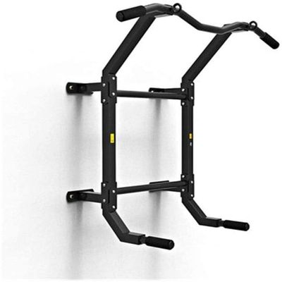 KouRy Wall Mounted Pull Up Bar/Chin Up bar,Dip Station for Indoor Home Gym Workout,Multifunctional Pull-Up Bar (Black)