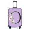 HAUYE Flower Letter O Purple Luggage Cover Elastic Washable Stretch Suitcase Protector Anti-Scratch Travel Suitcase Cover for Kid and Adult S (18-21 inch suitcase) view 1