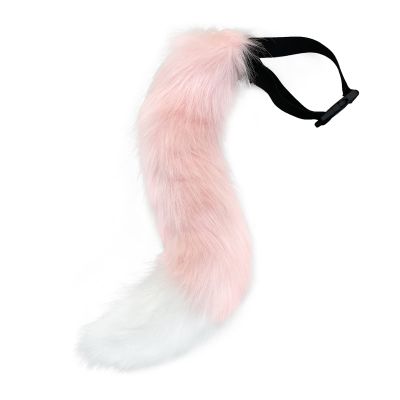 Moyubath Cat Wolf Fox Faux Fur Furry Tail for Cosplay Halloween Fancy Party Costume Accessories Pink