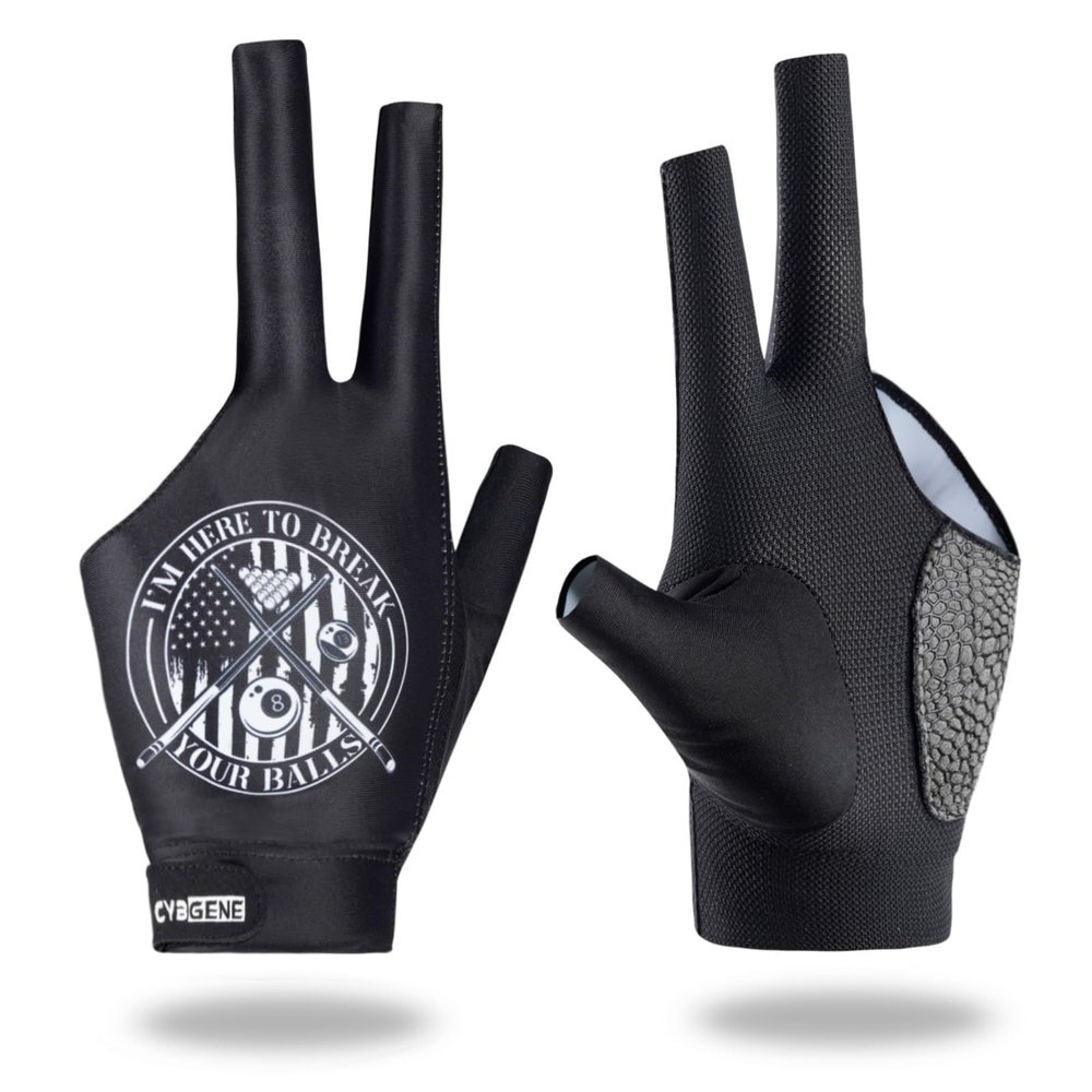 CybGene Billiard Pool Gloves for Left Hand 3 Finger, Quick-Dry Breathable, Shooters Snooker Cue Sport Glove Popular Sizes - Badge - L
