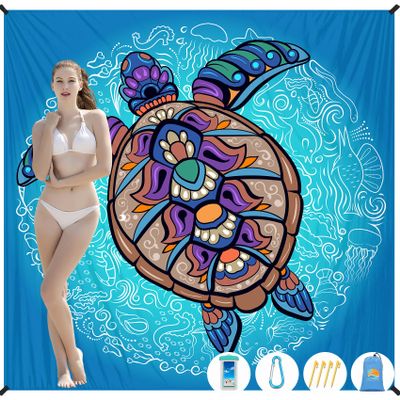 Aroveea Beach Blanket Waterproof Sandproof 1-7 Adult Oversized 78 '' 81 '' Lightweight Durable Compact Sand Free Beach Mat for Travel Camping Hiking Picnic Blanket Extra Large