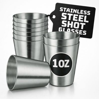 15 Pcs Stainless Steel Shot Glasses - 30ml (1oz) Tiny Metal Shot Glasses, Lightweight and Easy to Store & Clean, Durable Metal Shots for Parties, Hiking, Travels, Compact for Picnics & Espresso Breaks