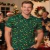 LINOCOUTON Men's Christmas Lights Polo Xmas Light up Button Down Short Sleeve Golf Shirts, Green, Large view 2