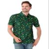 LINOCOUTON Men's Christmas Lights Polo Xmas Light up Button Down Short Sleeve Golf Shirts, Green, Large view 4